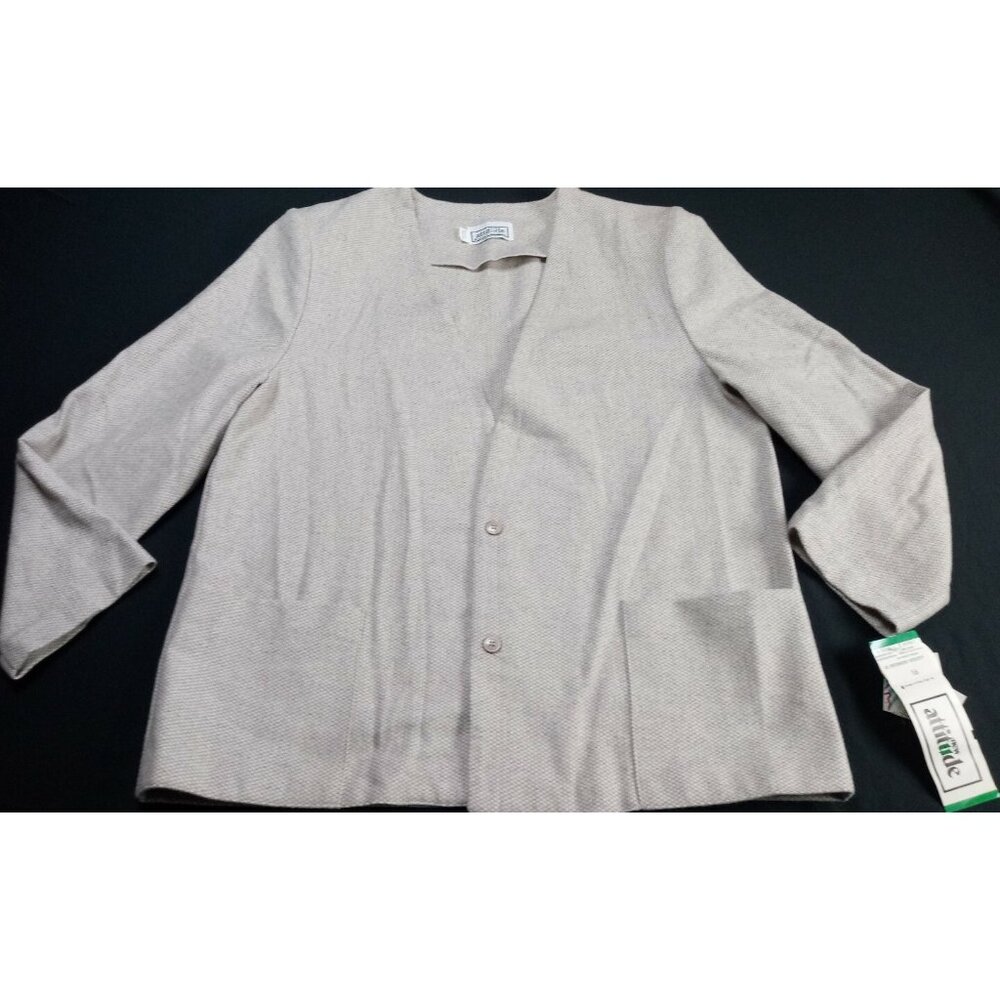 VINTAGE NEW ATTITUDE  BLAZER SUIT JACKET OUTFIT IVORY SIZE 16 BOTTONS FRONT